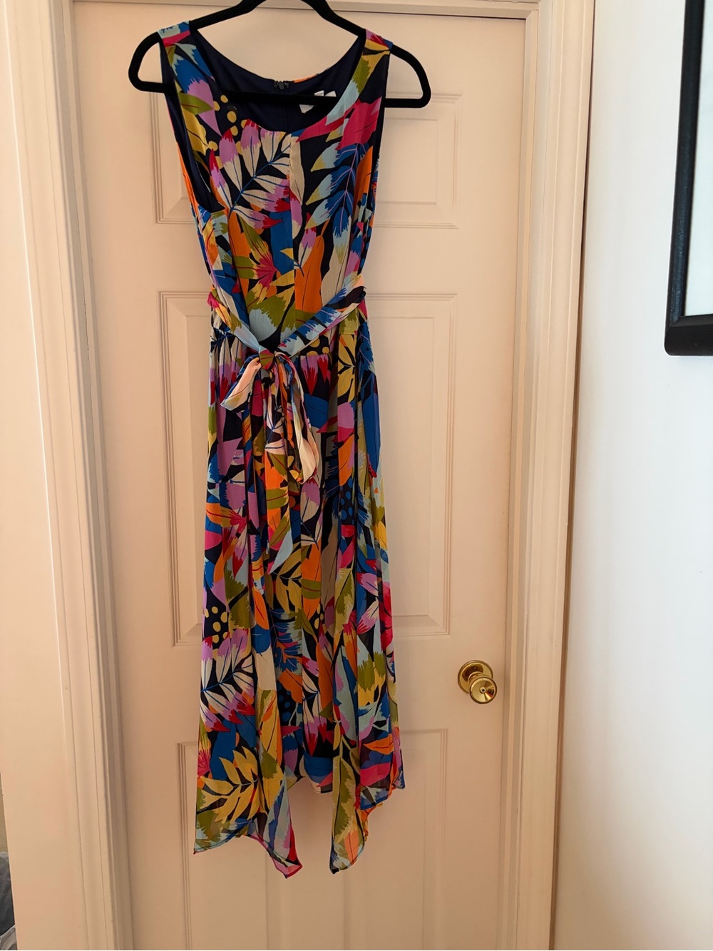 Nine West Navy and Orange Printed Dress